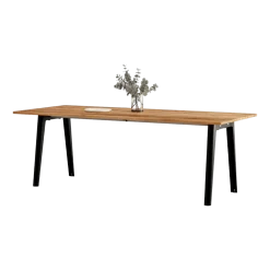 Table à manger en bois ancien et piètement en acier noir 220 x 95 x 75 cm New modern - TIPTOE
