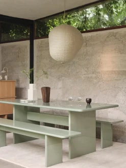 Table à manger en bois mdf laqué tea green 90x240cm Rink - Ferm Living