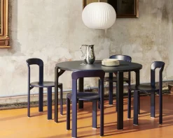 Table à manger en hêtre laqué noir profond 128 cm Rey - HAY
