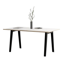 Table à manger en stratifié blanc 160 x 95 cm piètements noirs New Modern - Tiptoe