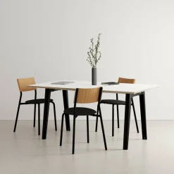 Table à manger en stratifié blanc 160 x 95 cm piètements noirs New Modern - Tiptoe