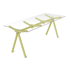 Table à manger en verre et structure en échafaudage anis 200cm Clavex - Maximum