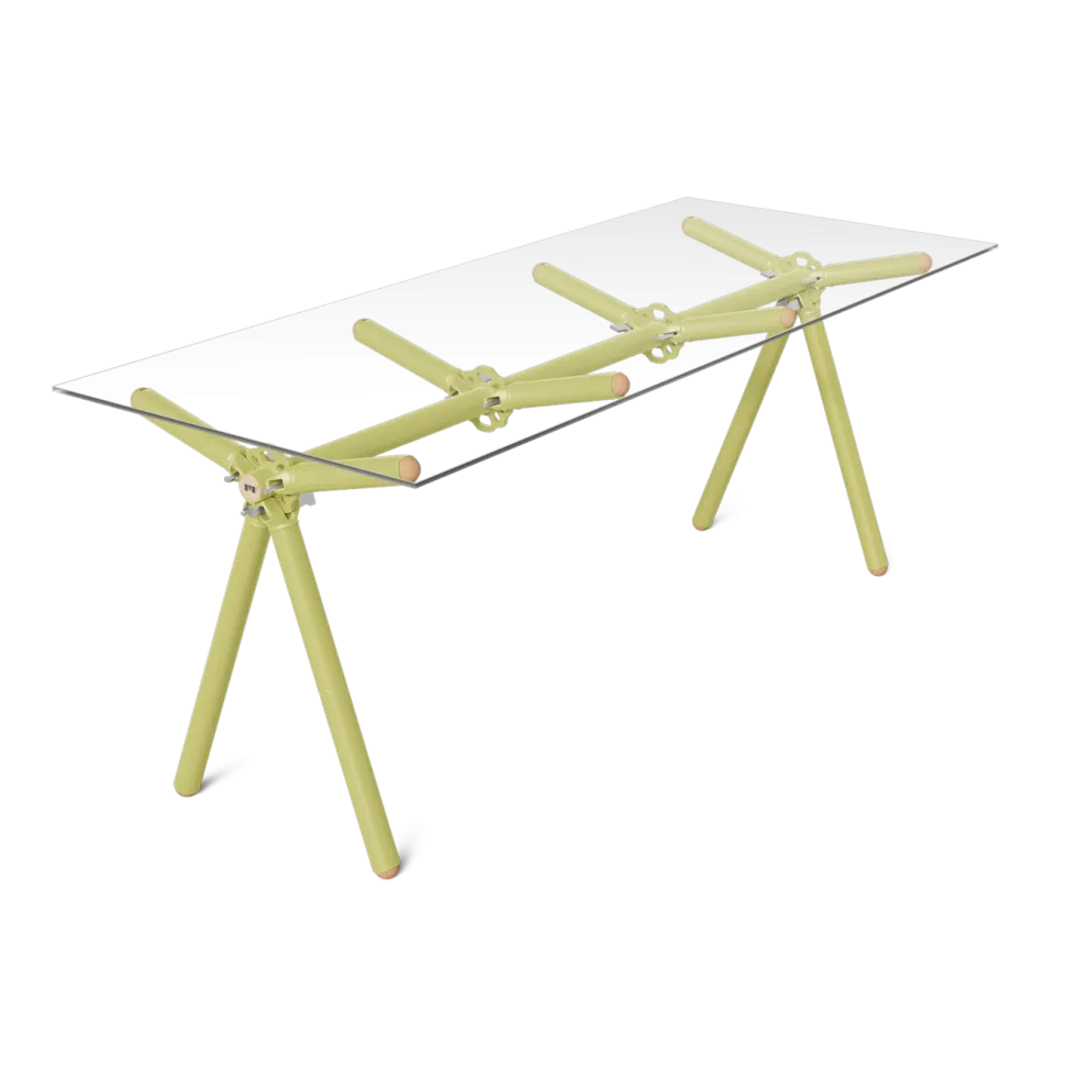 Table à manger en verre et structure en échafaudage anis 200cm Clavex - Maximum