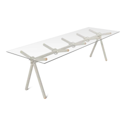 Table à manger en verre et structure en échafaudage perle 250cm Clavex - Maximum