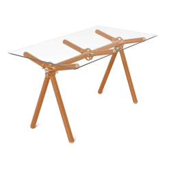 Table à manger en verre et structure en échafaudage rouille 140cm Clavex - Maximum