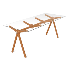 Table à manger en verre et structure en échafaudage rouille 200cm Clavex - Maximum