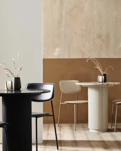 Table à manger haute ronde en bois de manguier et marbre blanc 70x75cm Erie - Nordal