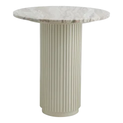 Table à manger haute ronde en bois de manguier et marbre blanc 70x75cm Erie - Nordal