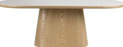 Table à manger ovale en bois de chêne naturel et pierre blanche 180x90cm Octave - The Cool Republic
