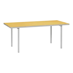 Table à manger rectangulaire en aluminium et jaune moutarde 180x85x74cm - valerie_objects