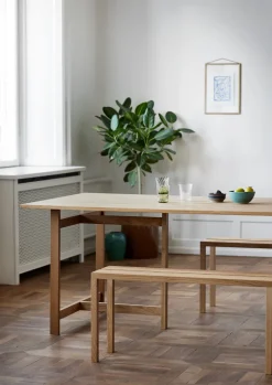 Table à manger rectangulaire en bois de chêne naturel 220x90cm - Moebe