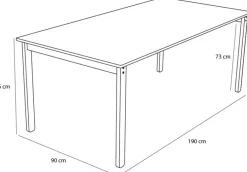 Table à manger rectangulaire en bois de chêne noir 190x90cm Hock - Hübsch