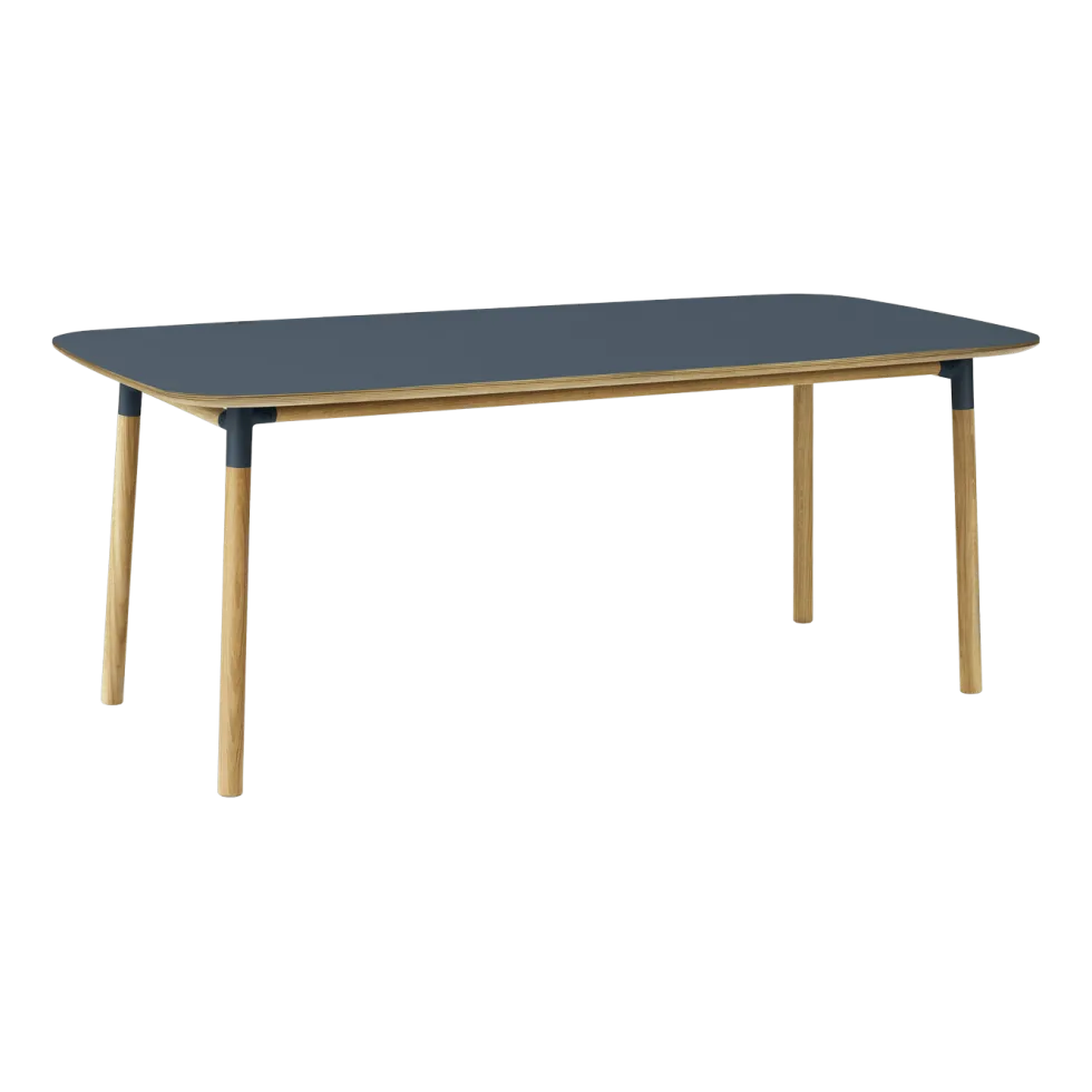 Table à manger rectangulaire en chêne et lino bleu 95 x 200 cm Form - Normann Copenhagen