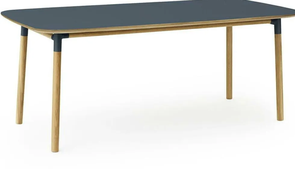 Table à manger rectangulaire en chêne et lino bleu 95 x 200 cm Form - Normann Copenhagen