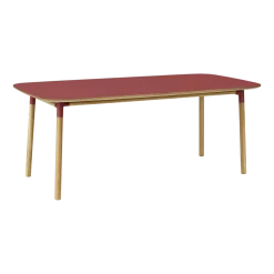 Table à manger rectangulaire en chêne et lino rouge 95 x 200 cm Form - Normann Copenhagen
