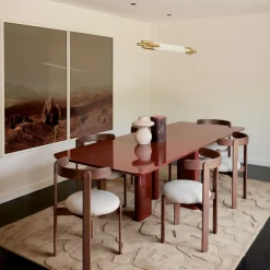 Table à manger rectangulaire en frêne et laqué bordeaux 180x100cm Joe - Gabrielle paris