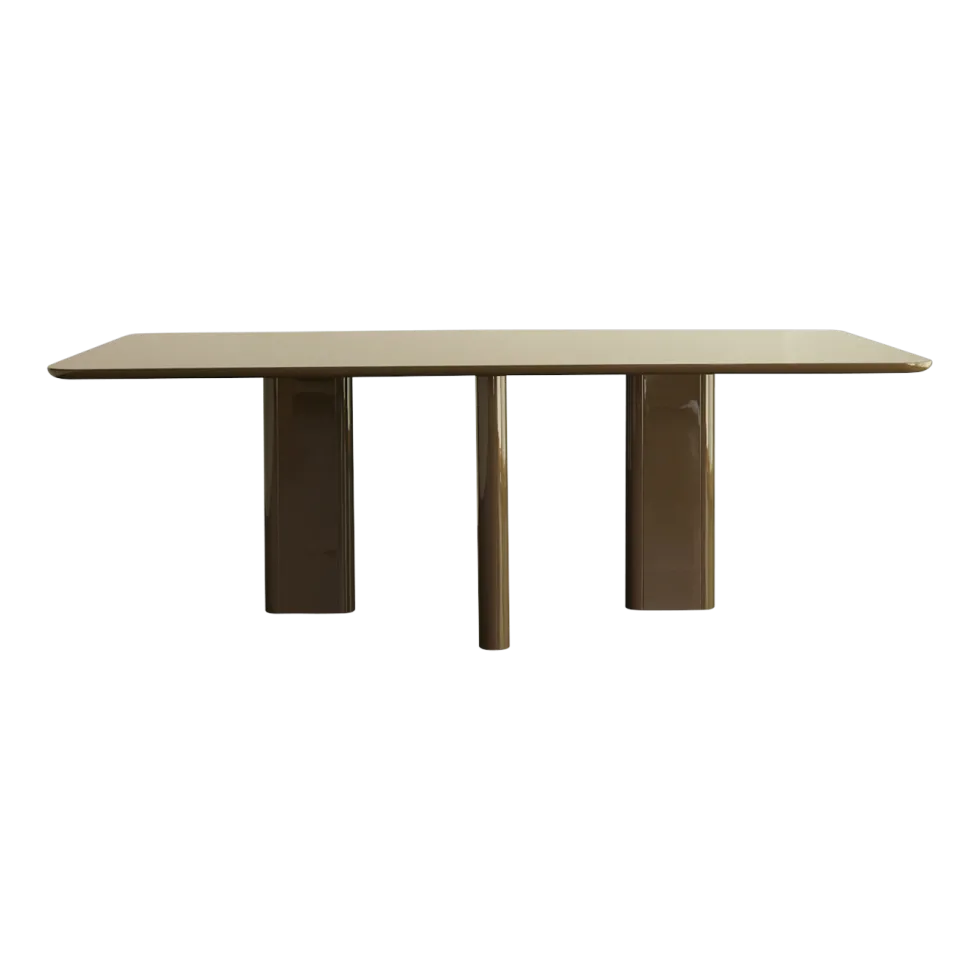 Table à manger rectangulaire en frêne et laqué kaki 200x100cm Joe - Gabrielle paris