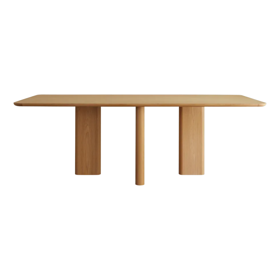 Table à manger rectangulaire en frêne plaqué et bois massif naturel 180x100cm Joe - Gabrielle paris