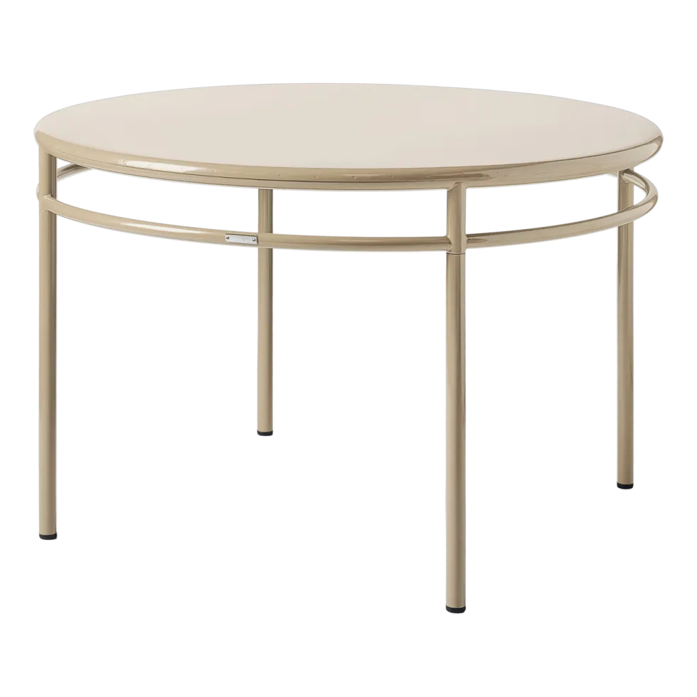 Table à manger ronde en acier gris beige 120cm T37 - Tolix