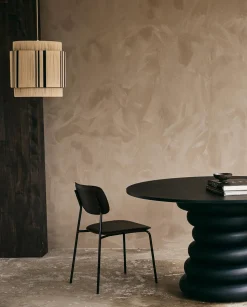 Table à manger ronde en bois noir 140x77cm Yalu - Nordal
