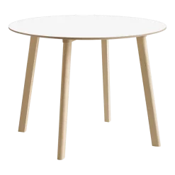 Table à manger ronde en bois stratifié blanc perle et hêtre naturel 98x73cm CPH deux 220 2.0 - Hay