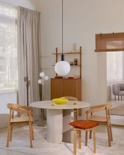 Table à manger ronde en chêne beige et acier beige 120x74cm Plateau - Fest Amsterdam