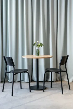 Table à manger ronde en chêne et piétement en acier gris 70 x 75 cm Moka - TIPTOE
