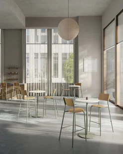 Table à manger ronde en chêne et piétement en acier gris 70 x 75 cm Moka - TIPTOE