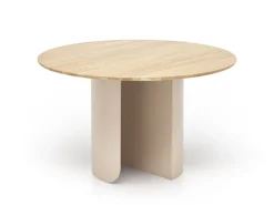 Table à manger ronde en chêne naturel et acier beige 120x74cm Plateau - Fest Amsterdam