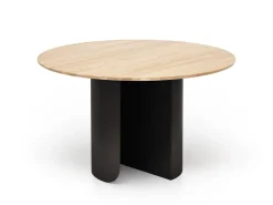 Table à manger ronde en chêne naturel et acier noir 120x74cm Plateau - Fest Amsterdam