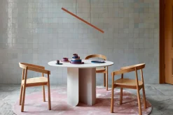 Table à manger ronde en chêne noir et acier noir 120x74cm Plateau - Fest Amsterdam