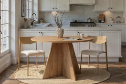 Table à manger ronde en mélamine claire 120x75cm Virella - Home Design