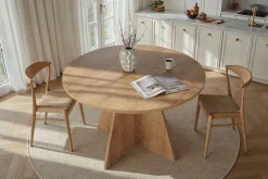 Table à manger ronde en mélamine claire 120x75cm Virella - Home Design