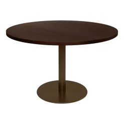 Table à manger ronde en placage chêne et acier bronze foncé 120cm Elliot - Versmissen