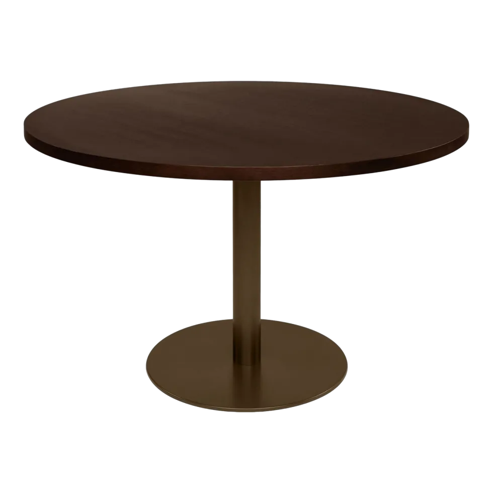 Table à manger ronde en placage chêne et acier bronze foncé 120cm Elliot - Versmissen