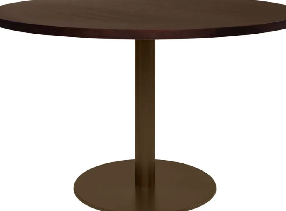 Table à manger ronde en placage chêne et acier bronze foncé 120cm Elliot - Versmissen