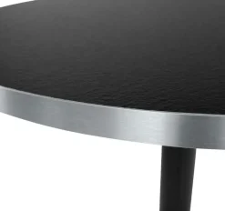 Table à manger ronde en stratifié roche noir et acier noir 90cm Elliot - Versmissen