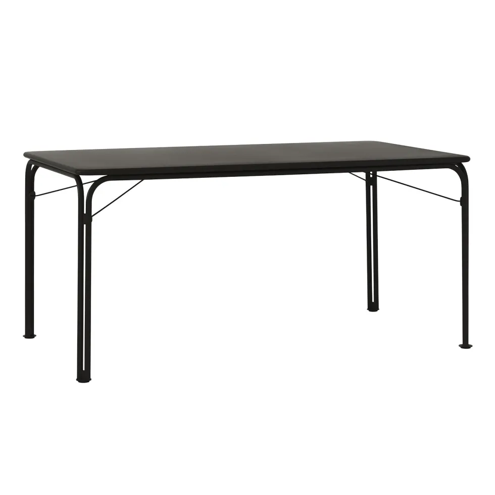 Table rectangulaire de jardin en acier noir chaud 160x90cm Thorvald SC113 - &tradition