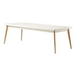 Table rectangulaire en acier blanc perlé et pieds bois 240x100cm 55 - Tolix
