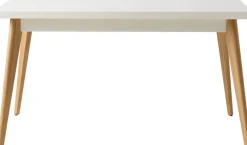 Table rectangulaire en acier blanc pur et pieds bois 140x80cm 55 - Tolix