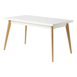 Table rectangulaire en acier blanc pur et pieds bois 140x80cm 55 - Tolix