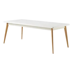 Table rectangulaire en acier blanc pur et pieds bois 200x95cm 55 - Tolix