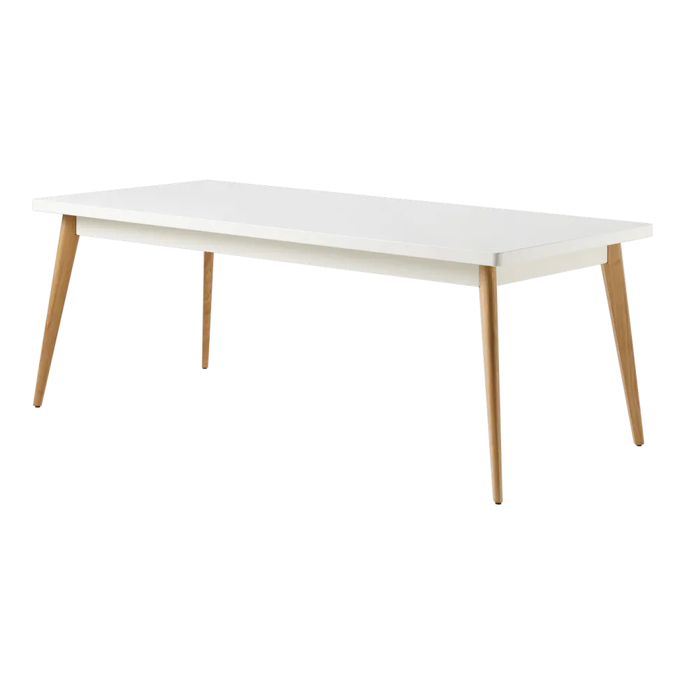 Table rectangulaire en acier blanc pur et pieds bois 200x95cm 55 - Tolix