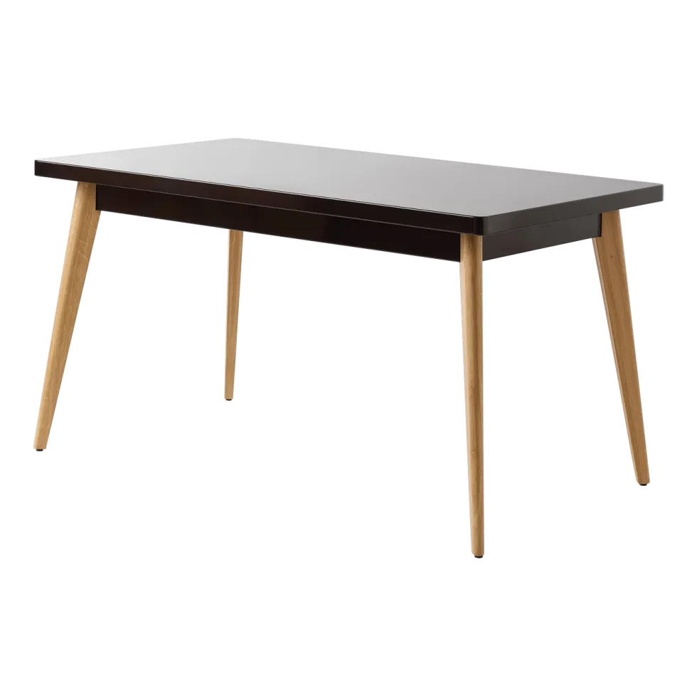 Table rectangulaire en acier brun noir et pieds bois 140x80cm 55 - Tolix
