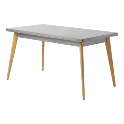 Table rectangulaire en acier brut vernis et pieds bois 140x80cm 55 - Tolix