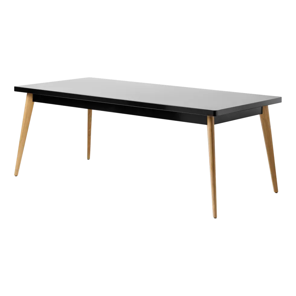 Table rectangulaire en acier noir foncé et pieds bois 200x95cm 55 - Tolix