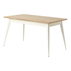 Table rectangulaire en chêne et acier blanc perlé 140x80cm 55 - Tolix