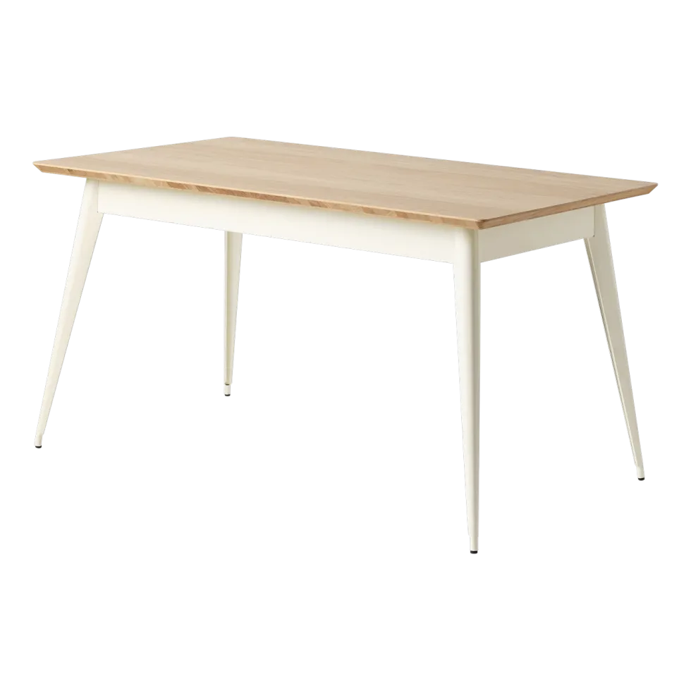Table rectangulaire en chêne et acier blanc perlé 140x80cm 55 - Tolix