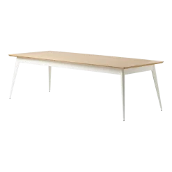 Table rectangulaire en chêne et acier blanc pur 240x100cm 55 - Tolix