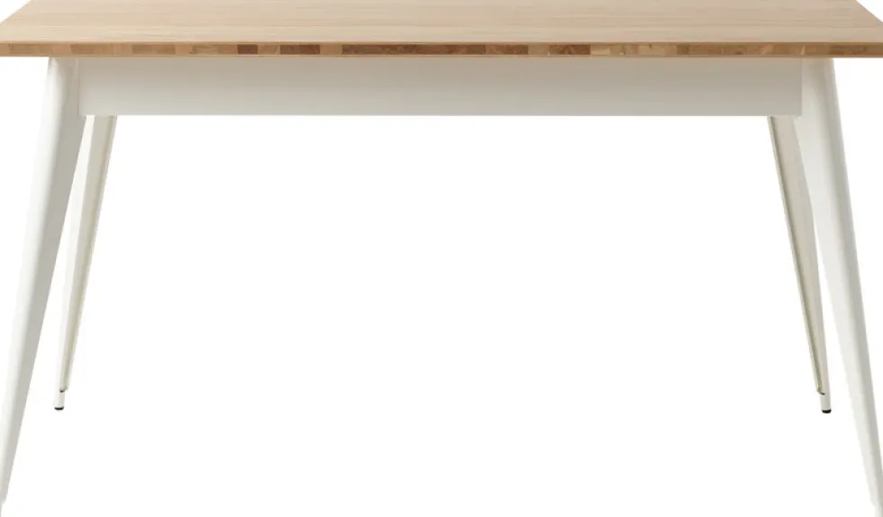 Table rectangulaire en chêne et acier blanc pur 140x80cm 55 - Tolix